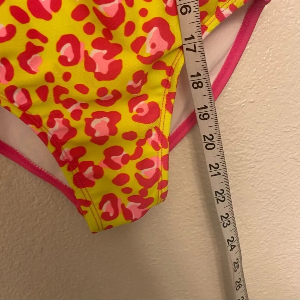 Art Class Girls One Piece hot pink animal print cut out swimsuit bathing suit M8
